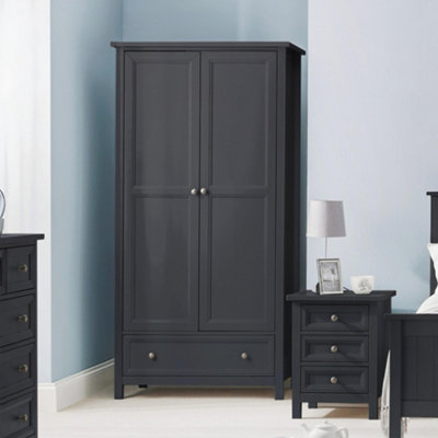 Julian Bowen Unisex Black Maine Door 1 Drawer Wardrobe In Size 2 - Image 10