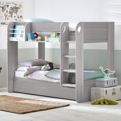 Julian Bowen Mars 90Cm Single Grey Oak Effect Bunk Bed With Underbed Trundle from B&Q