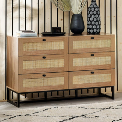 Julian Bowen Padstow 6 Drawer Wide ChestOak Effect from B&Q