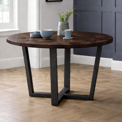 Julian Bowen Brooklyn Round Dining Table - Dark Oak - 4 Seater - Solid Oak - Image 8