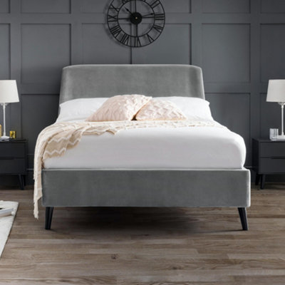 B&Q -  Frida 135Cm Double Grey Velvet Bed