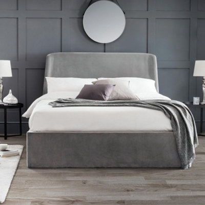 Julian Bowen Frida 135Cm Double Grey Velvet Lift-Up Ottoman Storage Bed from B&Q