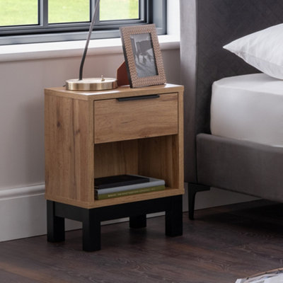 Julian Bowen Bali 1 Drawer BedsideLight Oak from B&Q