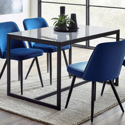 Julian Bowen Unisex Black Chicago Rectangular Glass Top 4-6 Seater Dining Table In Size 4 - Image 9