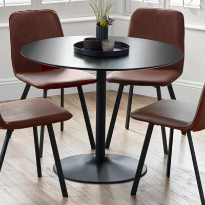 Julian Bowen Nero Round Pedestal 4 Seater Dining TableBlack from B&Q