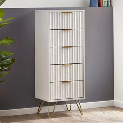 B&Q -  Murano 5 Drawer TallboyMatt White
