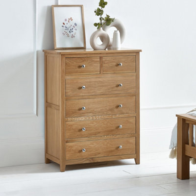 Julian Bowen Chest of Drawers, Oak, 108 x 83 x 44 | Traditional Drawer Storage Organiser, 6 Drawers, No Assembly Needed, Dresser for Bedroom, Living Room & Hallway - Image 8
