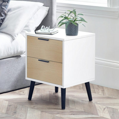 Julian Bowen Alba 2 Drawer BedsideWhite/oak from B&Q