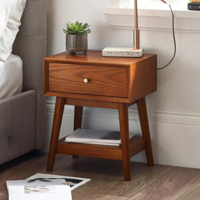 Julian Bowen Lowry Single Drawer Cherry Ash Wood Veneer Side Table - Image 8