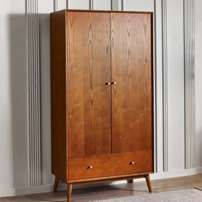Julian Bowen Unisex Tan Lowry Door 1 Drawer Wardrobe In Size 2 - Image 5