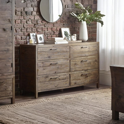 B&Q -  Heritage 6 Drawer Wide ChestCashew Pine
