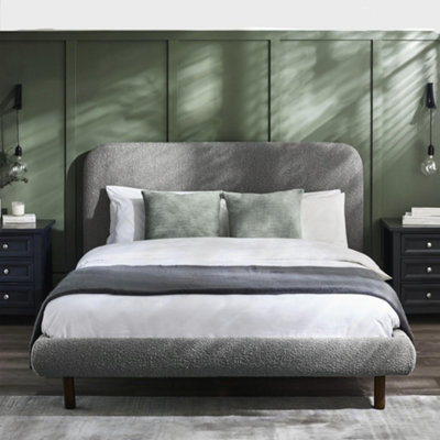B&Q -  Hannah 150Cm King Grey Boucle Bed