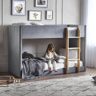 B&Q -  Daytona 90Cm Single Grey Velvet Bunk Bed