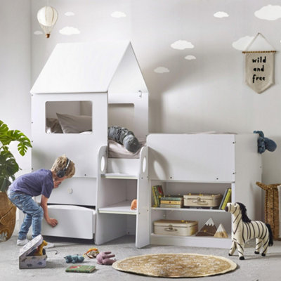 Julian Bowen Orpheus 90Cm Single White Treehouse Midsleeper Cabin Bed from B&Q