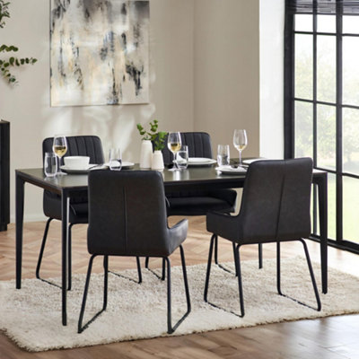 Julian Bowen Miami Rectangular Stone Top Dining Table-Slate Grey, 76 x 120 x 80 - Image 7