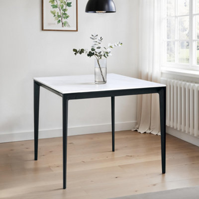 B&Q -  Miami Square Stone Top Dining TableWhite Marble - Image 7