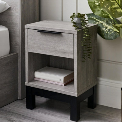 Julian Bowen Bali 1 Drawer BedsideGrey Oak from B&Q