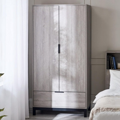 Julian Bowen Bali 2 Door Single Drawer Grey Oak Wardrobe - Image 8