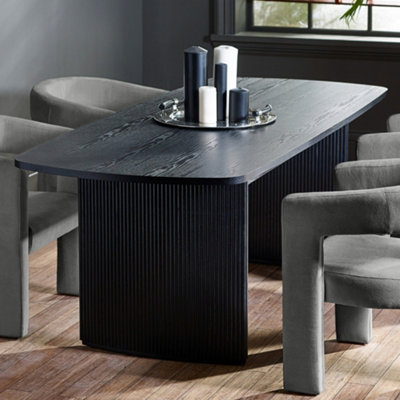 Julian Bowen Louis 6 Seater Fluted Extending Dining Table - Black - Image 9