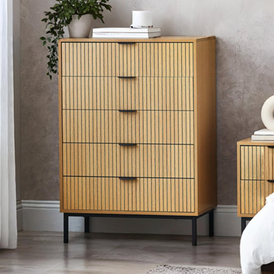 Julian Bowen Sia 5 Drawer ChestOak Effect from B&Q