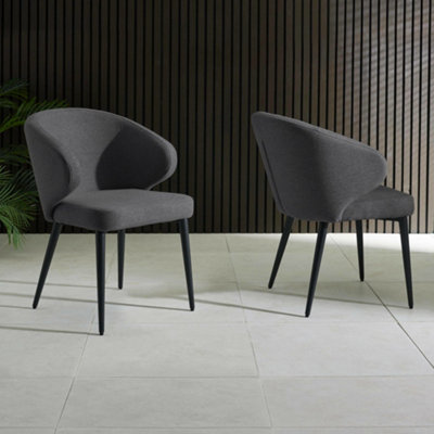 B&Q -  Set Of 2 Marcus Mid Grey Fabric Dining Chairs