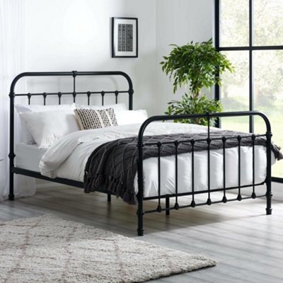 B&Q -  Logan 120Cm Small Double Black Metal Bed