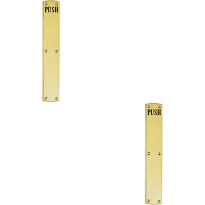Loops 2X Traditional Push Engraved Door Finger Plate 457 X 75Mm Polished Brass - Image 3