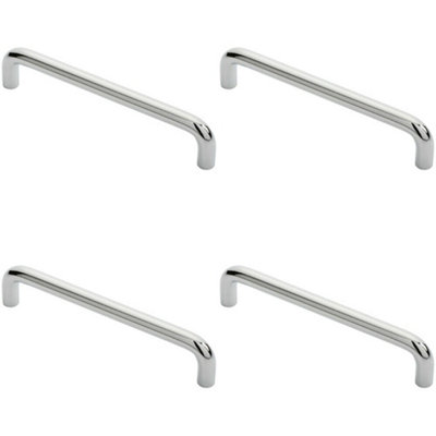 B&Q -  4X Round D Bar Cabinet Pull Handle 138 X 10mm 128mm Fixing Centres Chrome