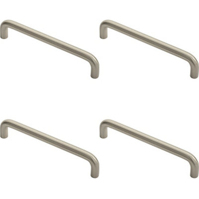 B&Q -  4X Round D Bar Cabinet Pull Handle 138 X 10mm 128mm Fixing Centres Satin Nickel