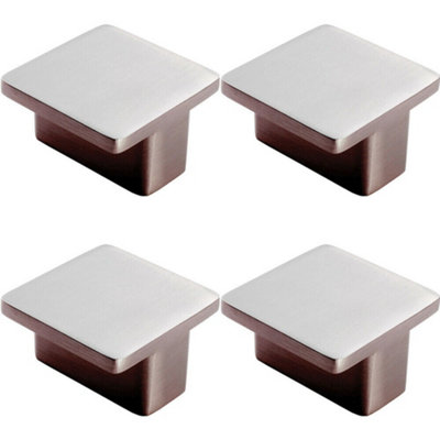 B&Q -  4X Square T Shape Cupboard Door Knob 38 X 38mm Satin Nickel Cabinet Handle