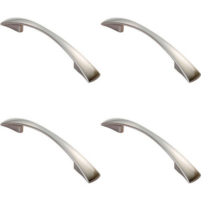 Loops 4X Tapered Pull Handle 138 X 16mm 96mm Fixing Centres Satin Nickel Curved Bow from B&Q