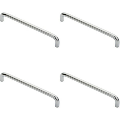 B&Q -  4X Round D Bar Cabinet Pull Handle 170 X 10mm 160mm Fixing Centres Chrome