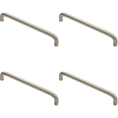 Loops 4X Round D Bar Cabinet Pull Handle 170 X 10mm 160mm Fixing Centres Satin Nickel from B&Q