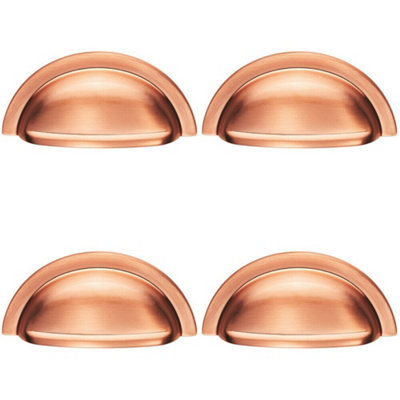 B&Q -  4X Cabinet Cup Pull Handle 91 X 45mm 76mm Fixing Centres Satin Copper