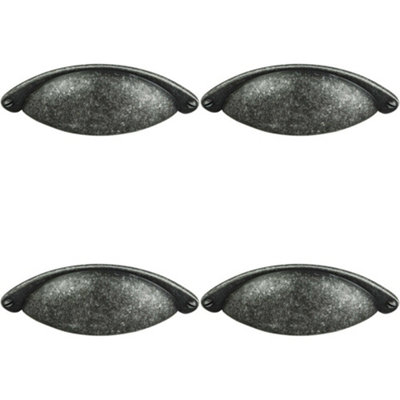 B&Q -  4X Traditional Cup Pull Handle 104 X 26mm 64mm Fixing Centres Pewter
