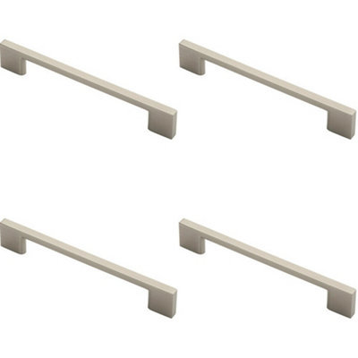 Loops 4X Slim D Shape Pull Handle 152 X 7.5mm 128mm Fixing Centres Satin Nickel from B&Q