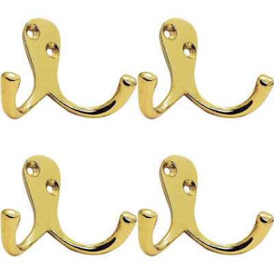 Loops Unisex Metallics 4X Victorian One Piece Double Bathroom Robe Hook 26Mm Projection Polished Brass In - Image 3