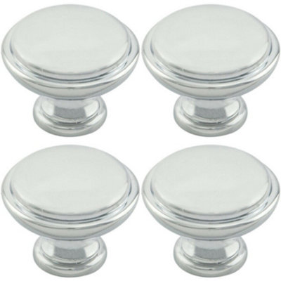 Loops 4X Domed Top Cupboard Door Knob 34Mm Diameter Polished Chrome Cabinet Handle