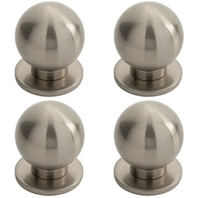 Loops 4X Small Solid Ball Cupboard Door Knob 30Mm Dia Satin Nickel Cabinet Handle