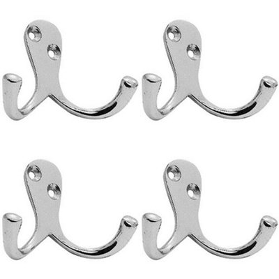  - 4X Victorian One Piece Double Bathroom Robe Hook 26mm Projection Polished Chrome