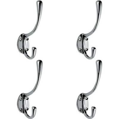 4X Victorian Hat & Coat Hook On Oval Backplate 64mm Projection Polished Chrome from B&Q