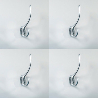 4X Victorian Hat & Coat Hook On Oval Backplate 64mm Projection Satin Chrome from B&Q