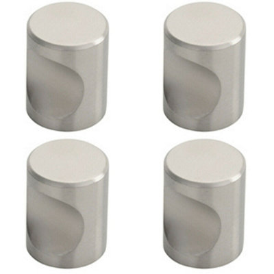 B&Q -  4X Cylindrical Cupboard Door Knob 16mm Diameter Stainless Steel Cabinet Handle