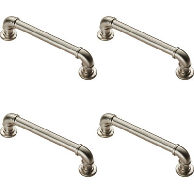 Loops 4X Pipe Design Cabinet Pull Handle 128mm Fixing Centres 12mm Dia Satin Nickel