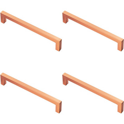 B&Q -  4X Square Block Pull Handle 170 X 10mm 160mm Fixing Centres Satin Copper