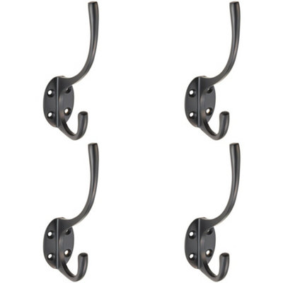 4X Victorian Hat & Coat Hook On Oval Backplate 64mm Projection Matt Black from B&Q