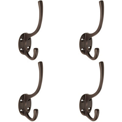 4X Victorian Hat & Coat Hook On Oval Backplate 64mm Projection Matt Bronze from B&Q