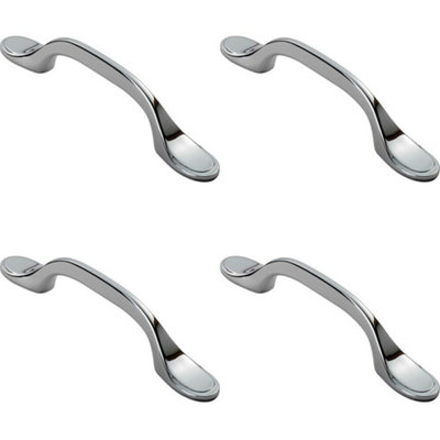 B&Q -  4X 128mm Shaker Style Cabinet Pull Handle 76mm Fixing Centres Polished Chrome
