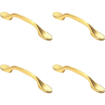 B&Q -  4X 128mm Shaker Style Cabinet Pull Handle 76mm Fixing Centres Satin Brass