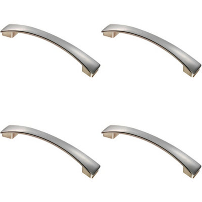 B&Q -  4X Curved Bow Pull Handle 183 X 26mm 160mm Fixing Centres Satin Nickel